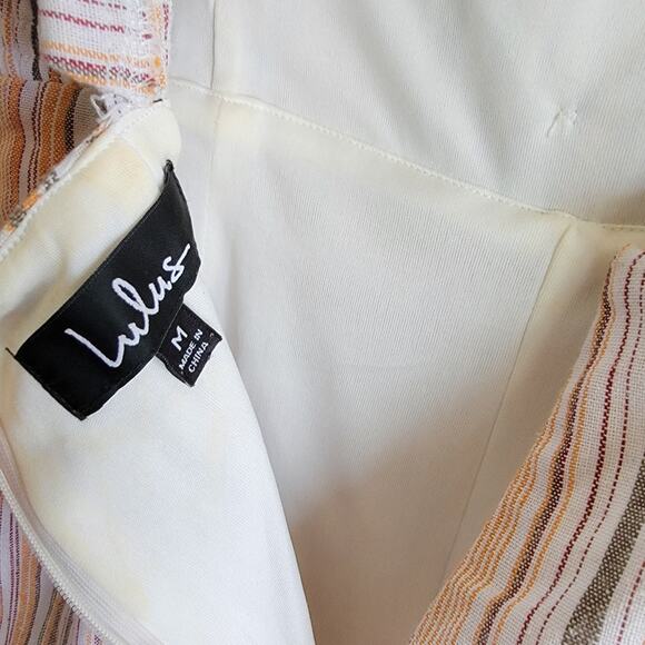 Lulu's Essential Essence Orange Multi Striped Tie-Back Romper - Picture 4 of 4